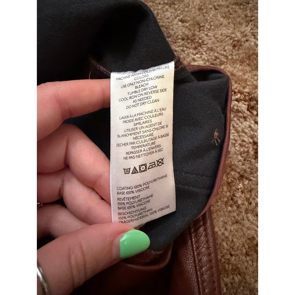 Anthropologie Pilcro The Rylan Faux Leather Flare Wide Leg Pants Cocoa Brown - Picture 8 of 8